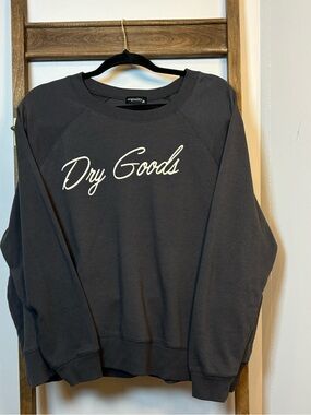 Dry Goods Dark Charcoal Script Crewneck Sweatshirt